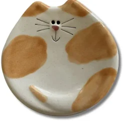 Handmade Ceramic Cat Trinket Dish Tea bag Holder Cute!