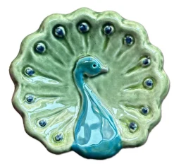 Handmade Colorful Ceramic Peacock Trinket Dish