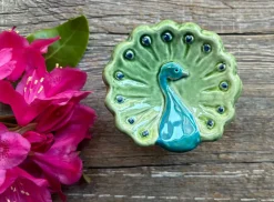 Handmade Colorful Ceramic Peacock Trinket Dish