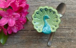 Handmade Colorful Ceramic Peacock Trinket Dish
