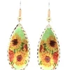 Handmade Copper Teardrop Sunflower Earrings