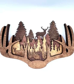 Handmade Deer Antlers Multi-Layer Wood Wall Hanging
