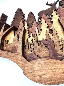 Handmade Deer Antlers Multi-Layer Wood Wall Hanging