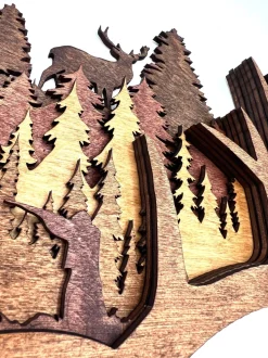 Handmade Deer Antlers Multi-Layer Wood Wall Hanging