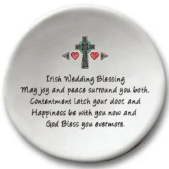 Handmade Irish Wedding Blessing- Ceramic Cross Dish - 3.5"