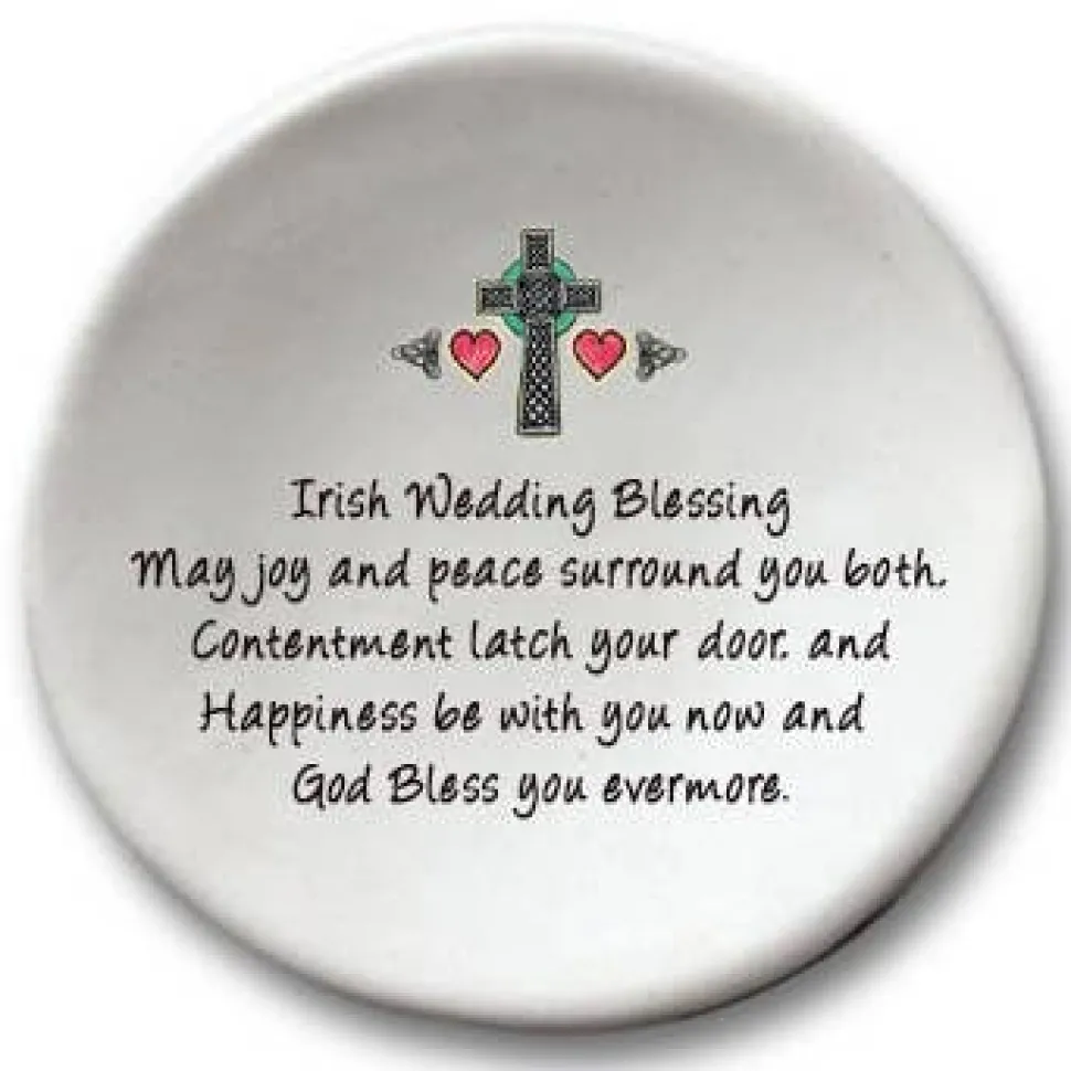 Handmade Irish Wedding Blessing- Ceramic Cross Dish - 3.5"