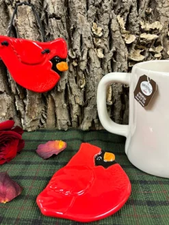 Handmade Red Ceramic Cardinal Dish