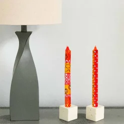 HAND-PAINTED DINNER CANDLES, PAIR (ZAHABU DESIGN)