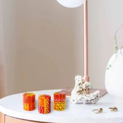 HAND-PAINTED DINNER CANDLES, PAIR (ZAHABU DESIGN)