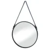 Hanging Mirror with Faux Leather Strap