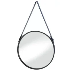 Hanging Mirror with Faux Leather Strap