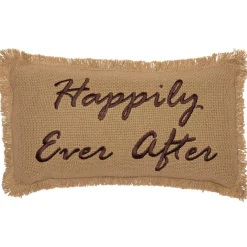 Happily Ever After Burlap Country Primitive Throw Pillow *