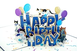 Happy Birthday Cats Pop Up Card for Cat Lovers