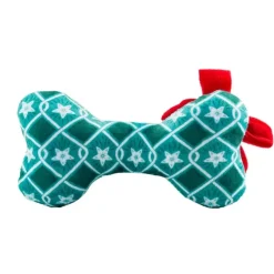 Happy Pawlidays! Med Christmas Plush Dog Bone Toys with Squeakers
