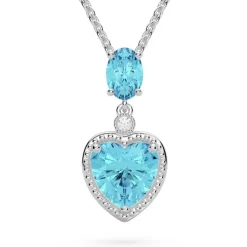 Heart Earrings and Necklace, 10K White Gold, 8CTW of Sky Blue Topaz and Diamonds