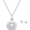 Heart Locket Girl's Sterling Silver Earring & Necklace Set