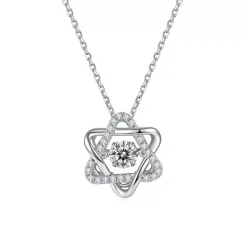 Heart or Star Twinkle Setting Moissanite Luxury Necklaces 925 Sterling Silver