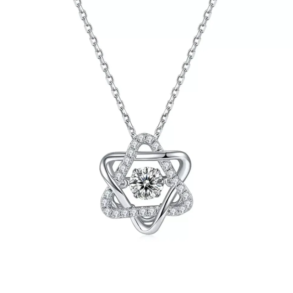 Heart or Star Twinkle Setting Moissanite Luxury Necklaces 925 Sterling Silver