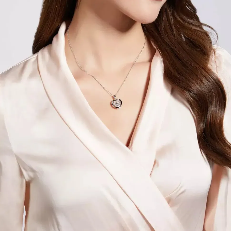 Heart or Star Twinkle Setting Moissanite Luxury Necklaces 925 Sterling Silver