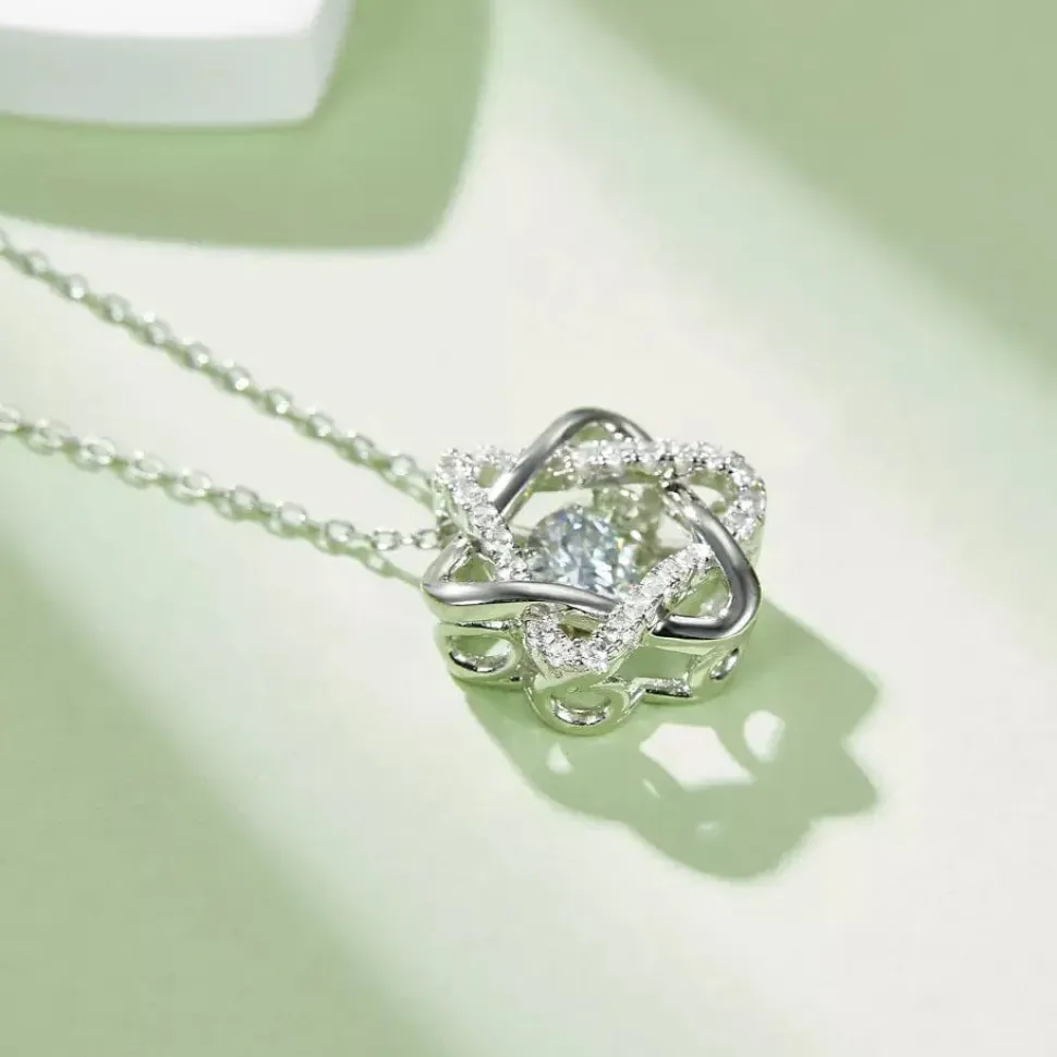 Heart or Star Twinkle Setting Moissanite Luxury Necklaces 925 Sterling Silver