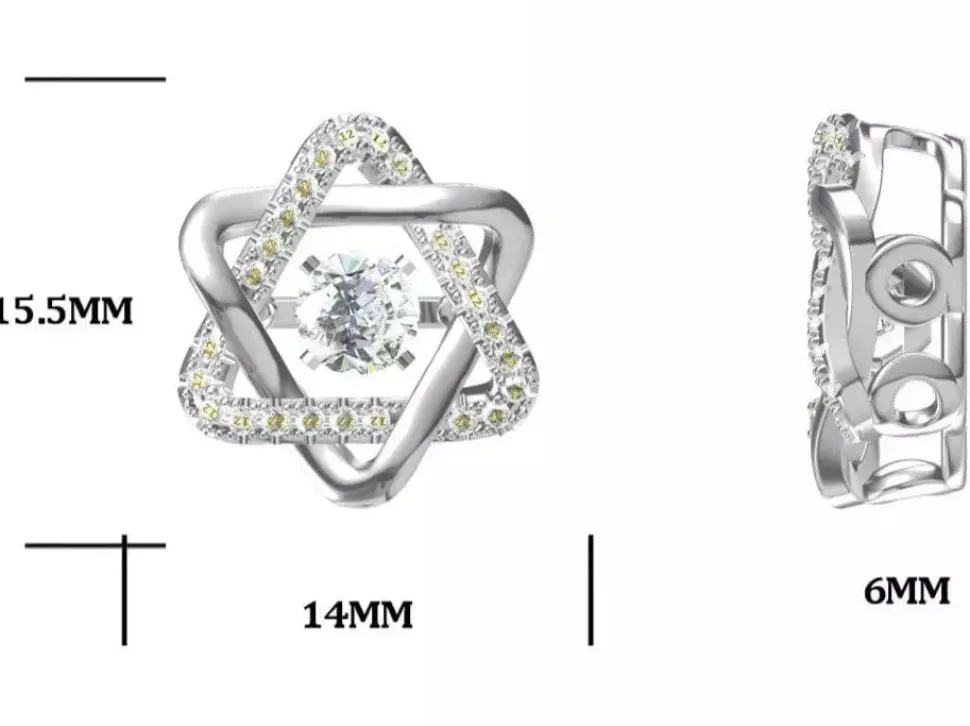 Heart or Star Twinkle Setting Moissanite Luxury Necklaces 925 Sterling Silver