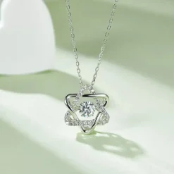 Heart or Star Twinkle Setting Moissanite Luxury Necklaces 925 Sterling Silver