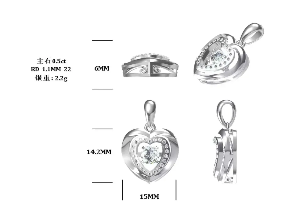Heart or Star Twinkle Setting Moissanite Luxury Necklaces 925 Sterling Silver