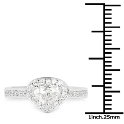 Heart Shaped Genuine Diamond Ring Fine Quality 14K White Gold-Exquisite!