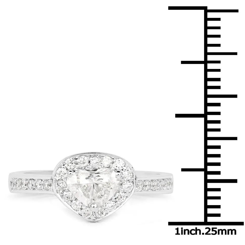 Heart Shaped Genuine Diamond Ring Fine Quality 14K White Gold-Exquisite!