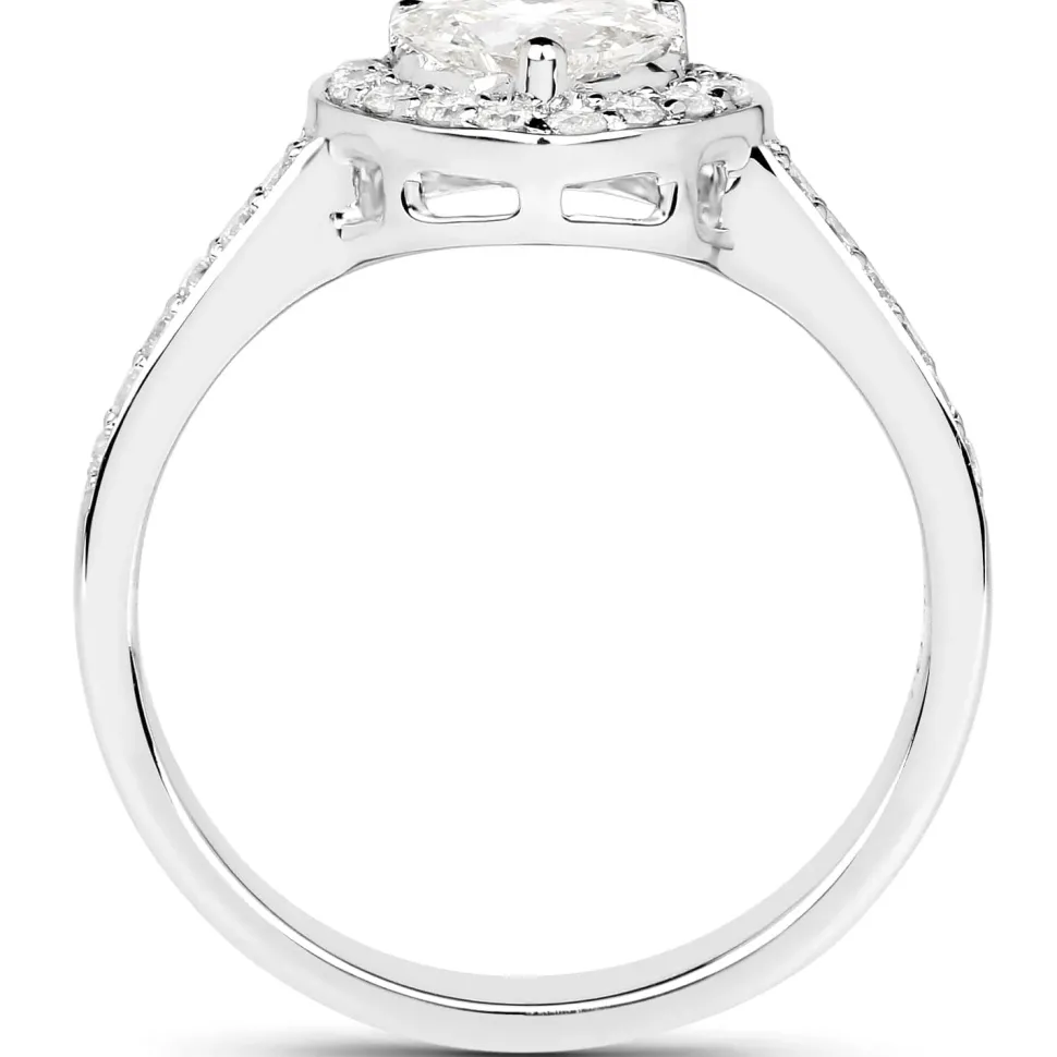 Heart Shaped Genuine Diamond Ring Fine Quality 14K White Gold-Exquisite!