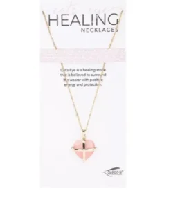Heart Shaped Healing Cat's Eye Pink Necklace Alexa's Angels