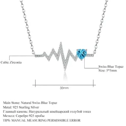 Heartbeat with Gemstone Heart Rhodium Plated Sterling Silver Necklace