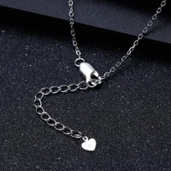 Heartbeat with Gemstone Heart Rhodium Plated Sterling Silver Necklace