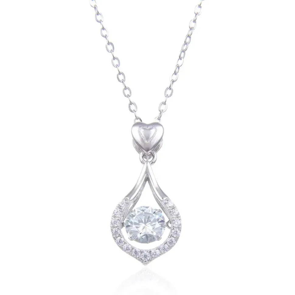 Hearts and Halo Moissanite Twinkle Set Necklace 925 Sterling Silver