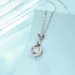 Hearts and Halo Moissanite Twinkle Set Necklace 925 Sterling Silver
