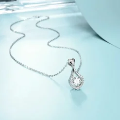 Hearts and Halo Moissanite Twinkle Set Necklace 925 Sterling Silver