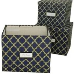 Heavy Duty Office Storage Boxes with Lids-Set of 3 Upcycled Cloth Scrap Boxes