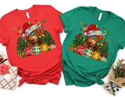 Highland Cow Christmas Holiday Tshirt-Made to Order