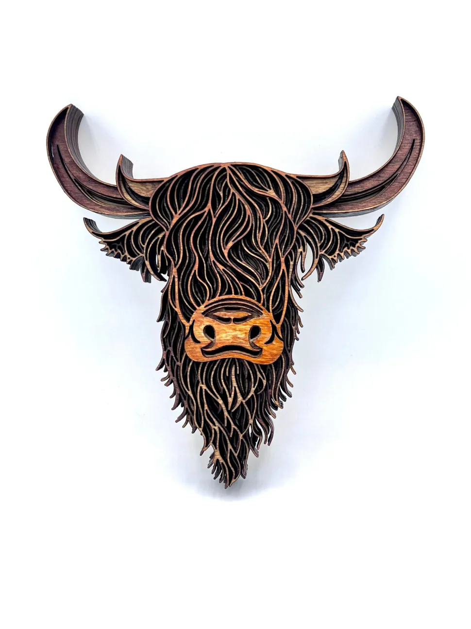 Highland Cow 3D Multi-Layer Wood Wall Hanging Handmade in the USA