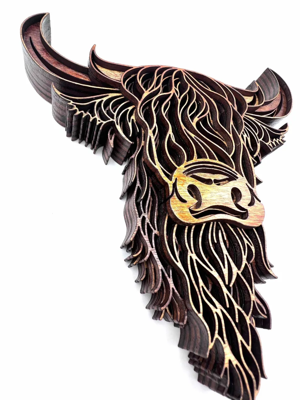 Highland Cow 3D Multi-Layer Wood Wall Hanging Handmade in the USA