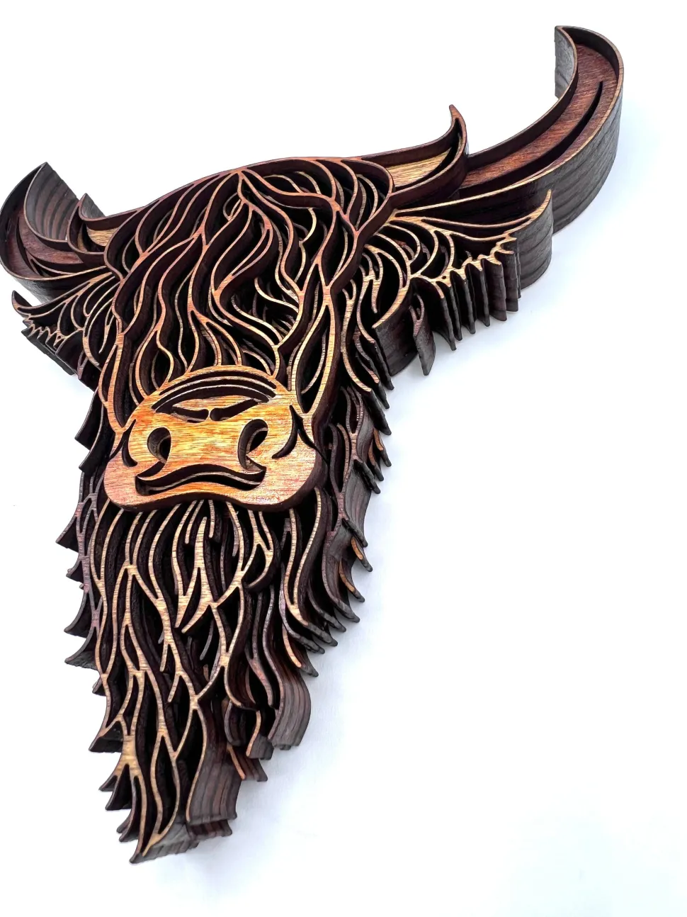 Highland Cow 3D Multi-Layer Wood Wall Hanging Handmade in the USA