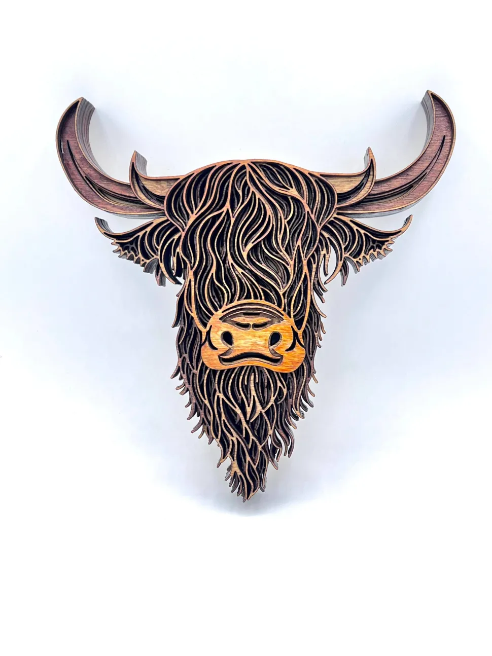 Highland Cow 3D Multi-Layer Wood Wall Hanging Handmade in the USA