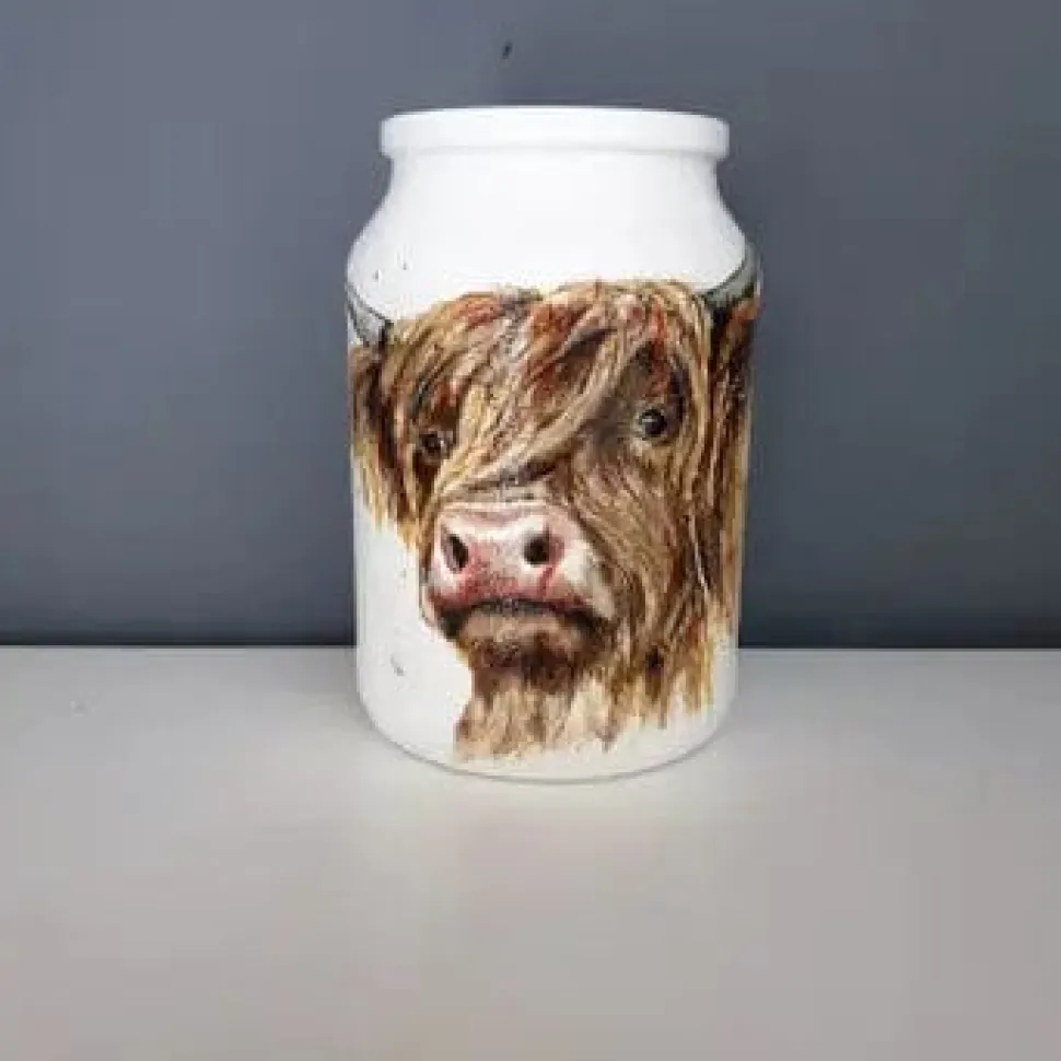 Highland Cow Glass Vase