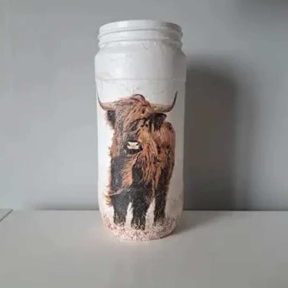 Highland Cow Glass Vase