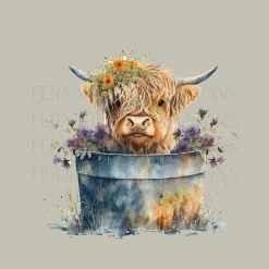 Highland Cow Hand Towel, Farmhouse Kitchen, Rustic Décor