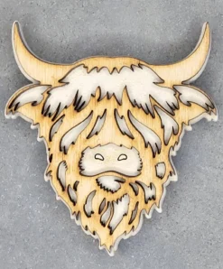 Highland Cow Magnet Handmade in the USA Wood look