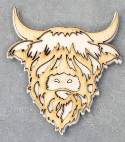 Highland Cow Magnet Handmade in the USA Wood look