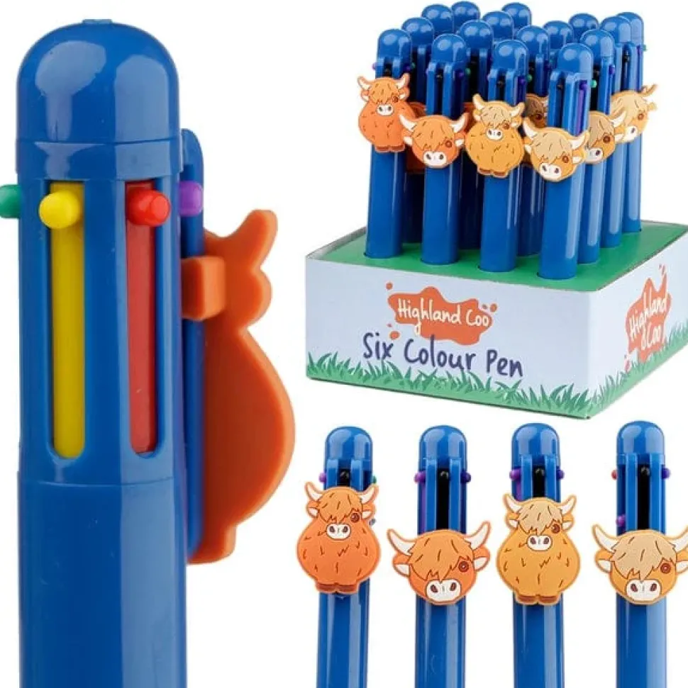 Highland Cow Multi Color Pen with Cow Charm (6 Colors)