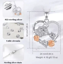 Highland Cow Necklaces Sterling Silver Beautiful Gifts!