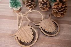 Highland Cow Ornament - Mooooey Christmas Cow Ornament - Wooden Farmhouse Ornament